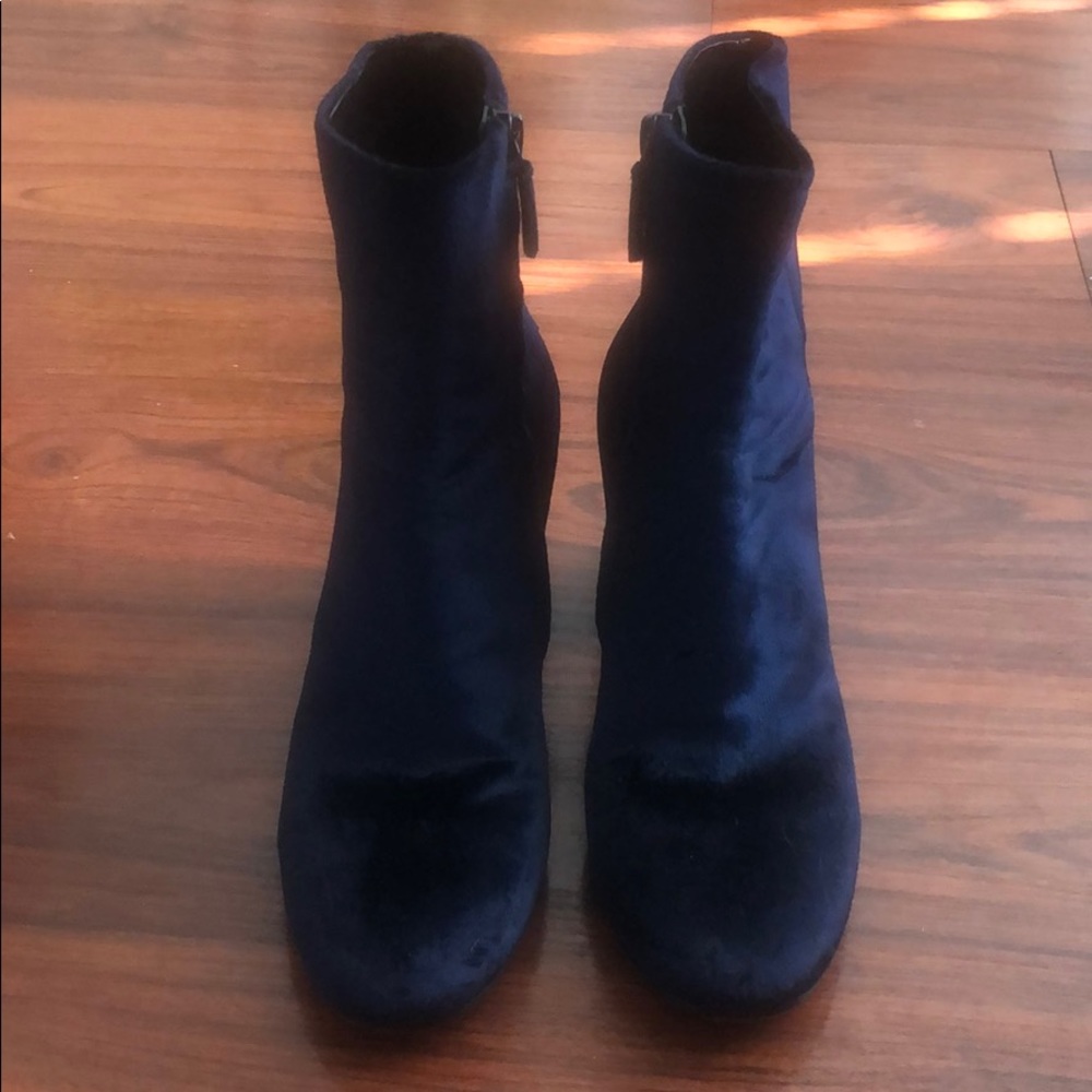 BALENCIAGA BLUE VELVET ANKLE BOOTS